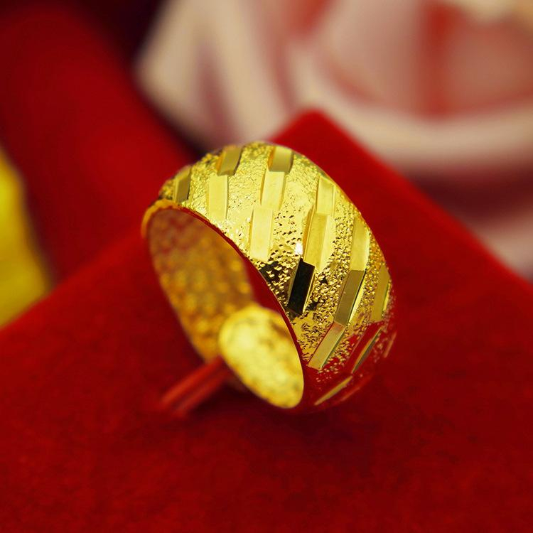 Cincin pria mengkilap pola berlian permukaan emas aluvial Vietnam-MLJ2-2