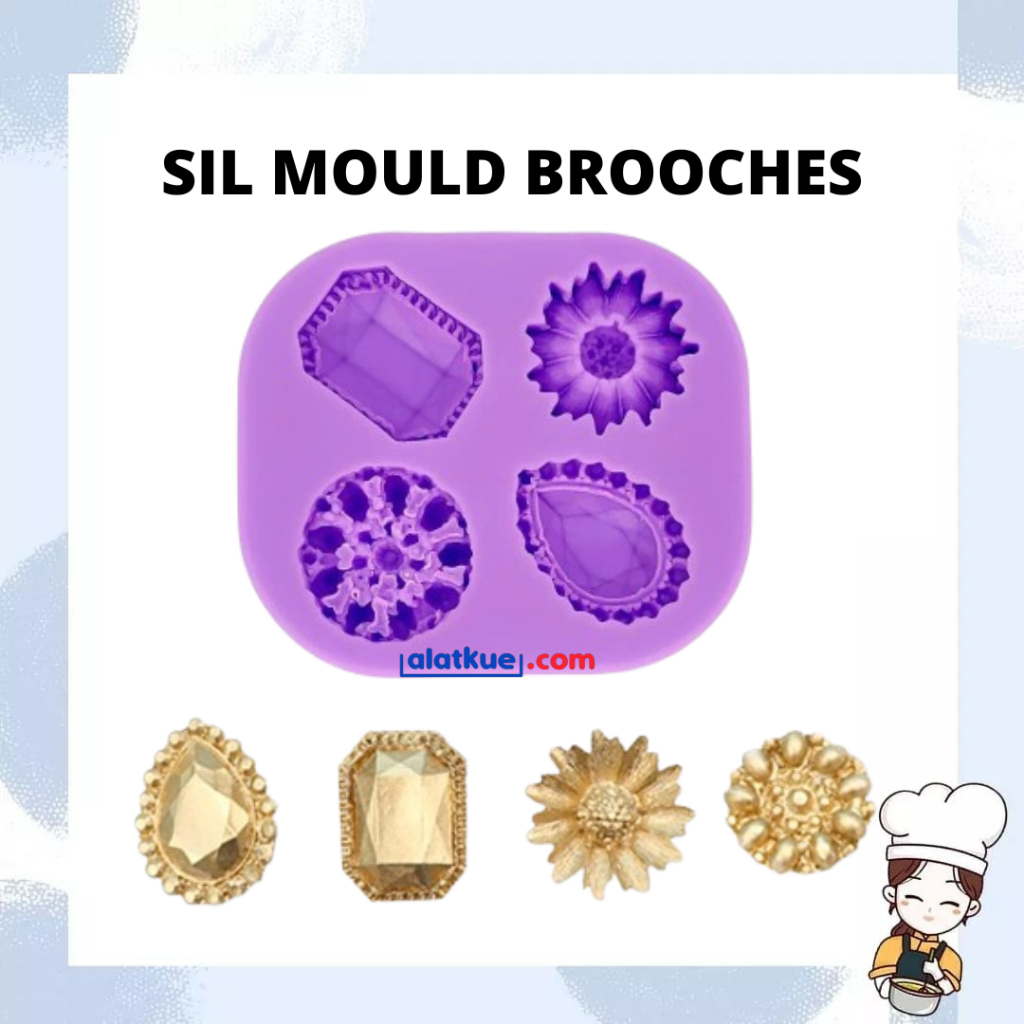 Cetakan Fondant SIlicone Clay Jewels Brooches Cetakan Puding Coklat Lilin Resin Silikon 3D