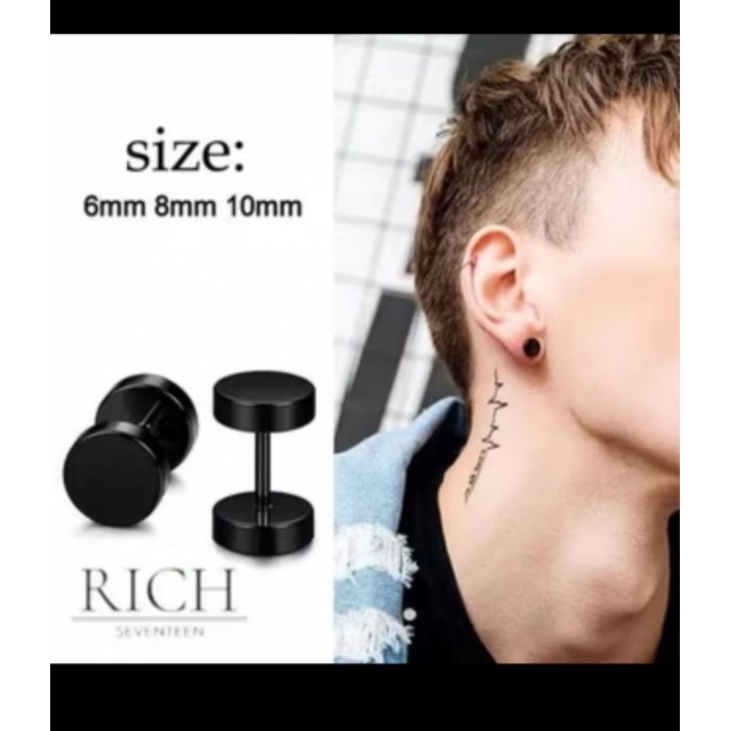Anting roda hitam polos anting tindik anting bulat