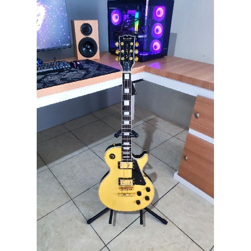 gitar elektrik les paul gitar sqoe selp 300 white vintage SQOE SELP300 Original