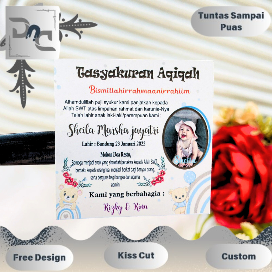 

9-15 Sticker Tasyakuran Aqiqah Bayi Stiker Ikkah Iqqah Qiqah Anak Bentuk Kotak Uk.Besar Dnd