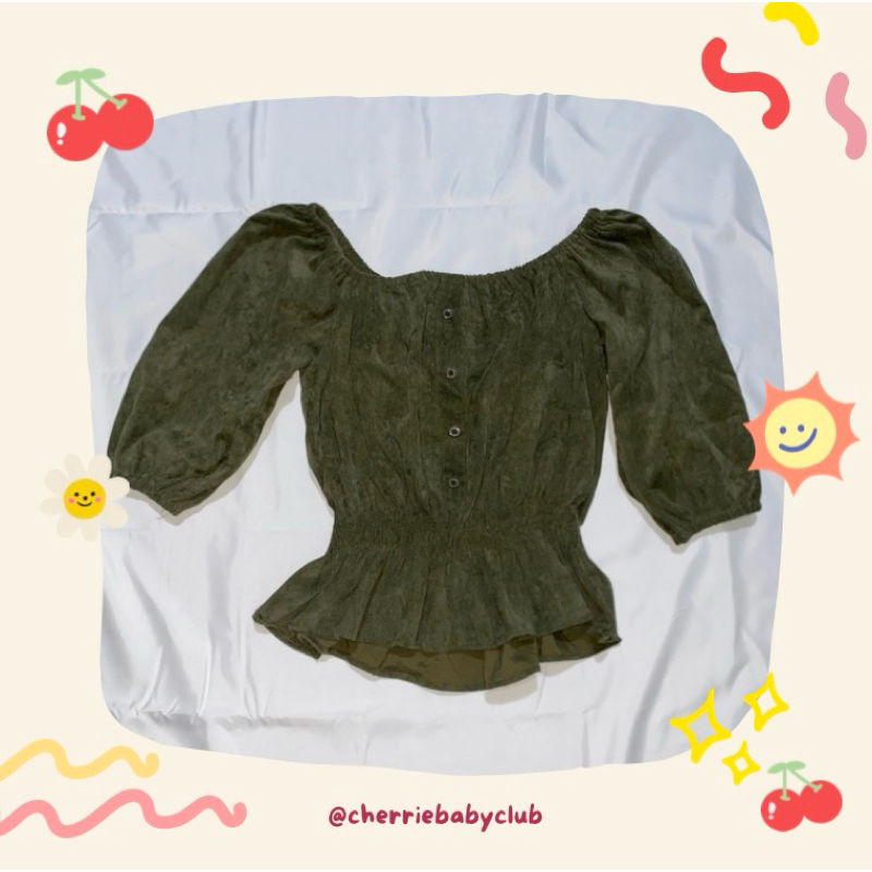 sabrina army blouse | baju atasan sabrina