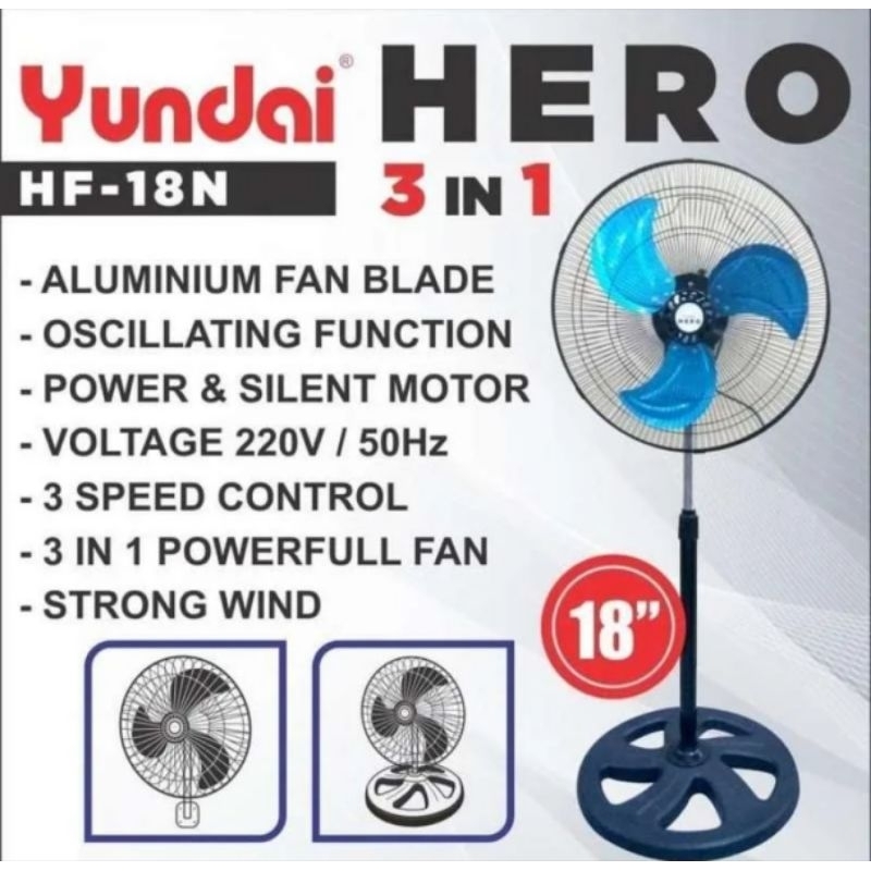 KIPAS ANGIN BERDIRI BESI 18 INCH YUNDAI HERO