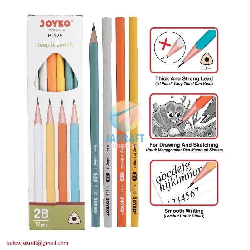 

(12 Pcs) Pensil Tulis 2B Segitiga JOYKO P-125 Warna Pastel Fancy Lucu Triangle