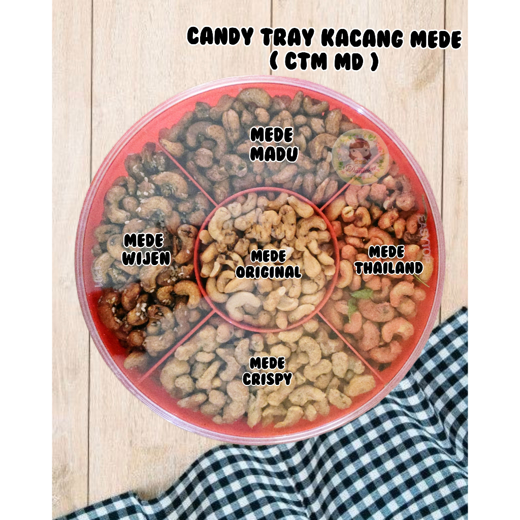 

.CTMMD - kacang mede super 5in1 mix rasa candy tray toples sekat 5 merah (ds bgr)