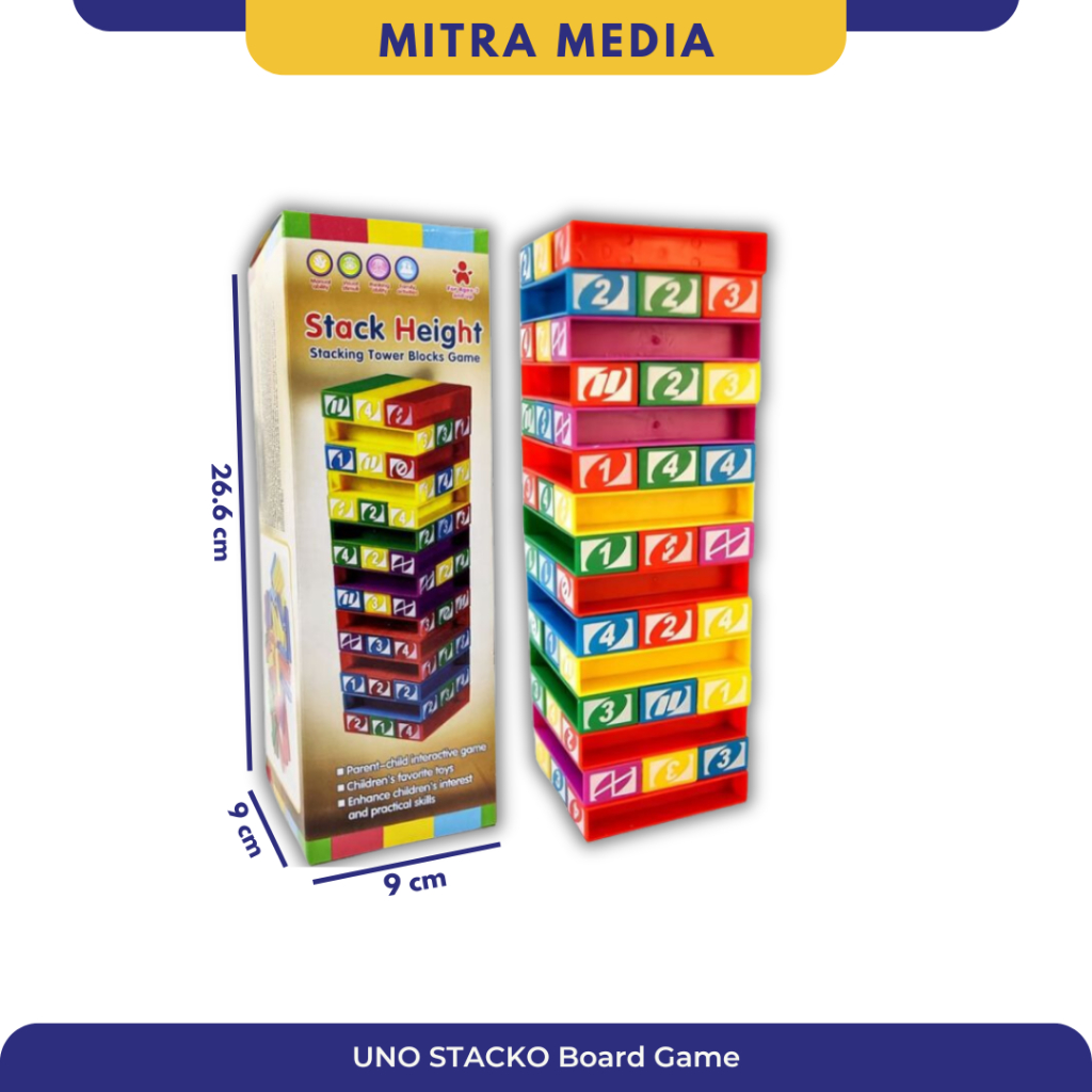 [Mitra Media] Uno Stacko Board Game Mainan Balok Susun Mainan Berkelompok - Stack Height