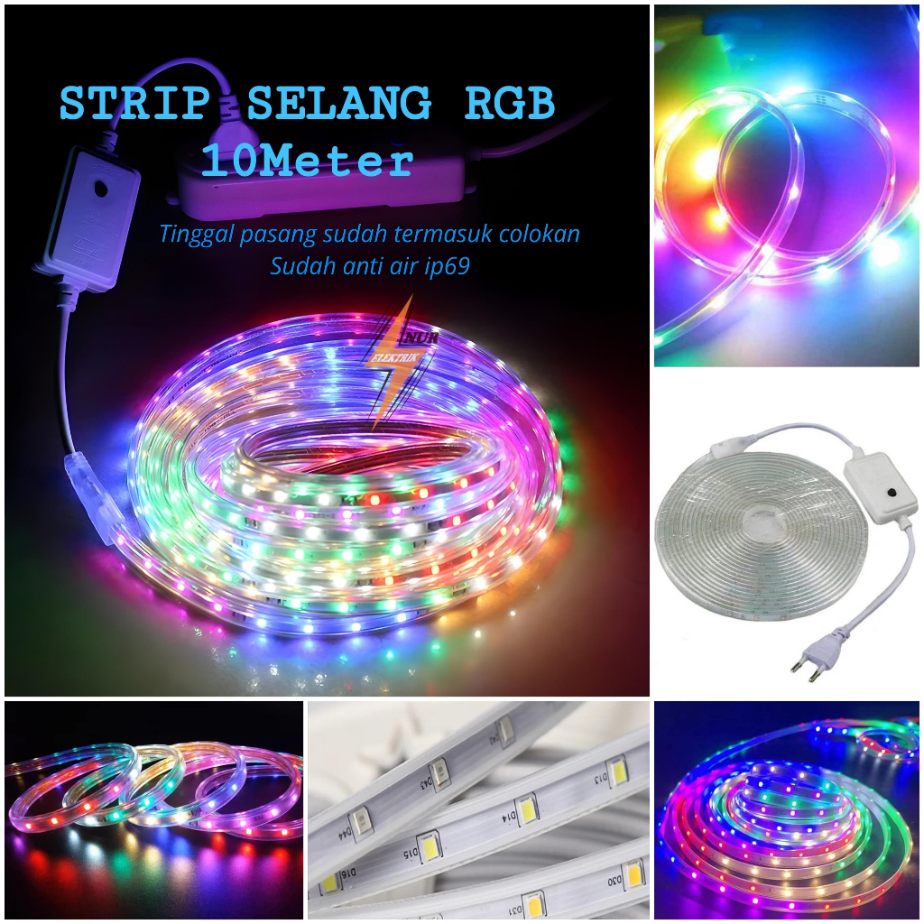 PROMO LAMPU HIAS LED SELANG RGB 3528 5M 10Meter 15M 20M FULL Warna Warni Strip Hias Plafon 220volt