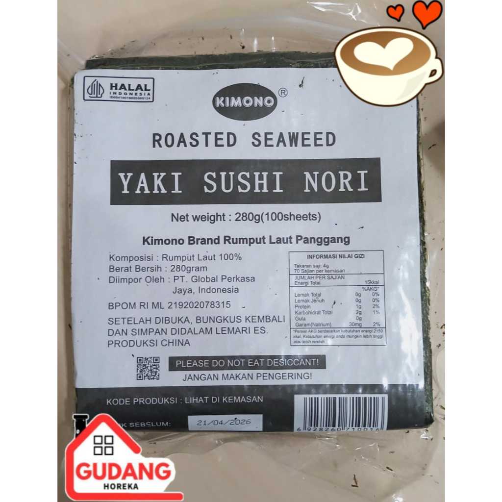 

SUSHI NORI 100 LEMBAR DRIED SEAWEED RUMPUT LAUT PANGGANG 21 X 19 SUSHI NORI PREMIUM MURAH