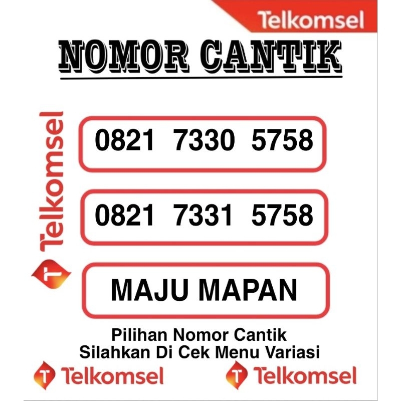 NOMOR CANTIK TELKOMSEL SERIES 5758 5757 5858