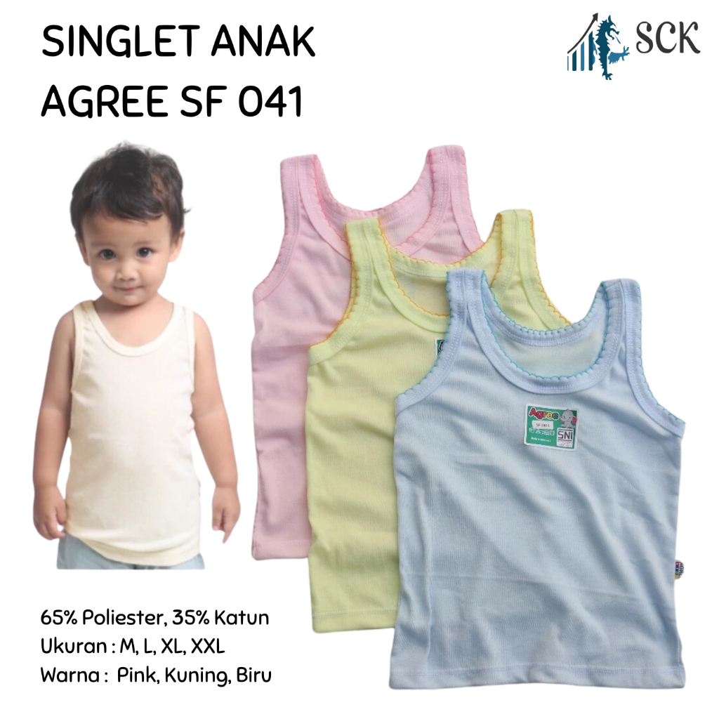[ISI 3] Singlet Anak AGREE SF 041 ukuran M-XXL - Kaos Dalam Anak Laki Perempuan Katun Adem - Baju Da