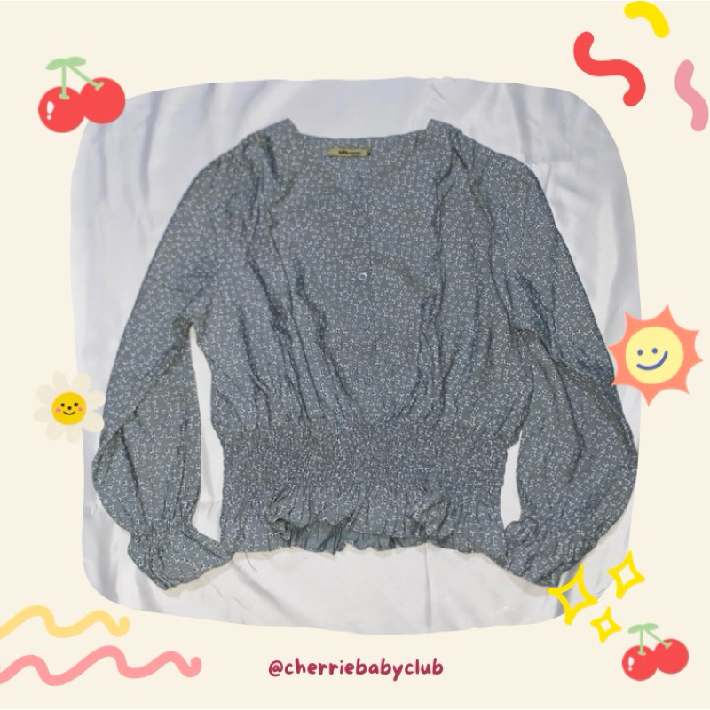 flower blouse | blouse motif bunga lengan panjang