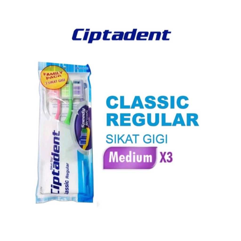 Sikat gigi ciptadent isi 3 / Sikat gigi / Ciptadent /Sikat gigi ciptadent speedy brush isi 3 (biasa)