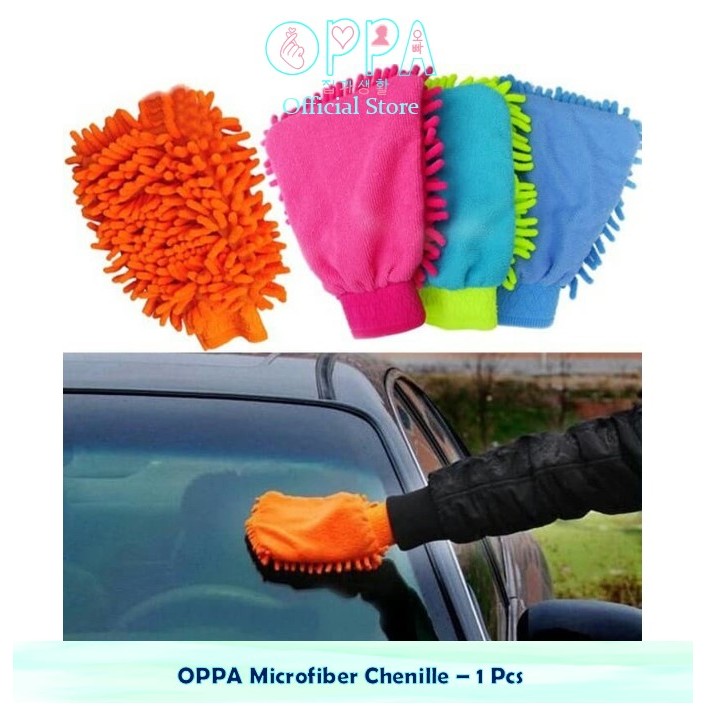 OPPA Microfiber Chenille - 1 Pcs Lap Tangan Cendol Microfiber Sarung Tangan 2 Sisi Lap Mobil