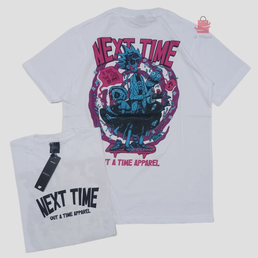 Kaos Distro Original / Tshirt Distro / Baju Distro NEXT TIME Out A Time Putih