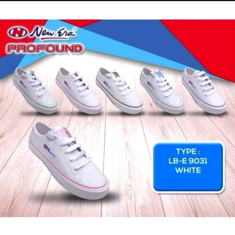 sepatu wanita new era karet sepatu slip on putih