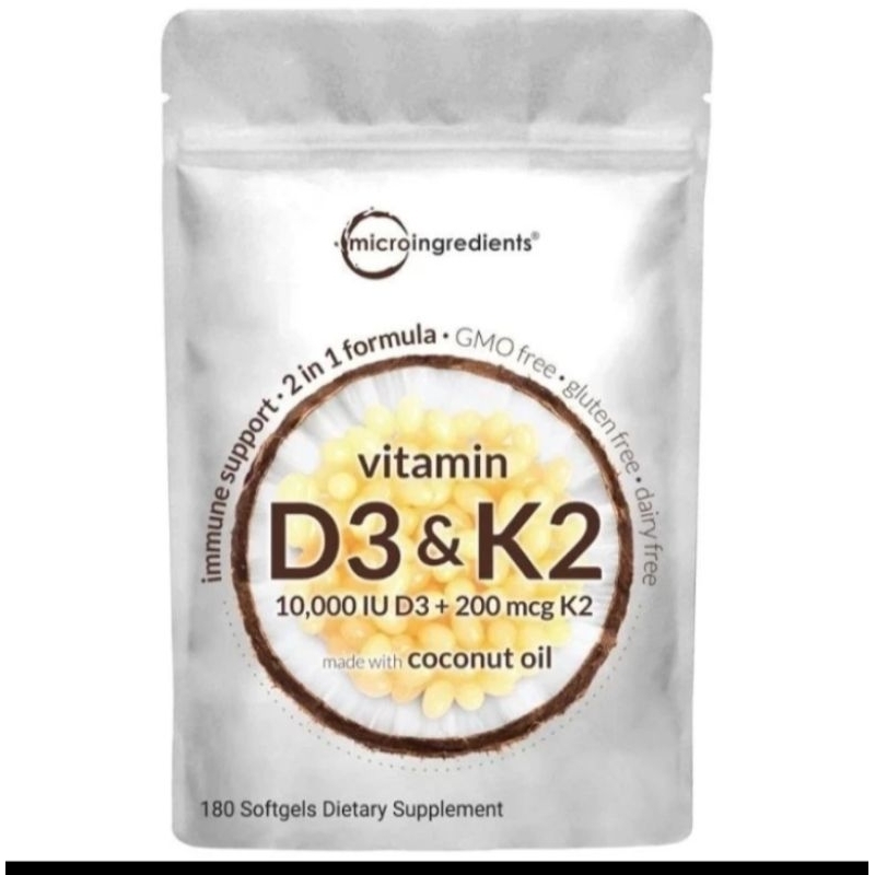 Vitamin Microingredients D3 K2 Terlariis 10000Iu Asli USA isi 180Softgel