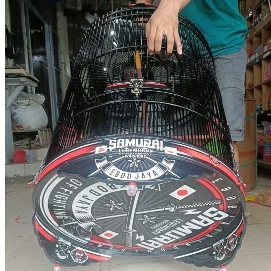 SANGKAR KANDANG MURAI EBOD JAYA PVC MOTIF TERBARU DEKAL STIKER SAMURAI JAPAN