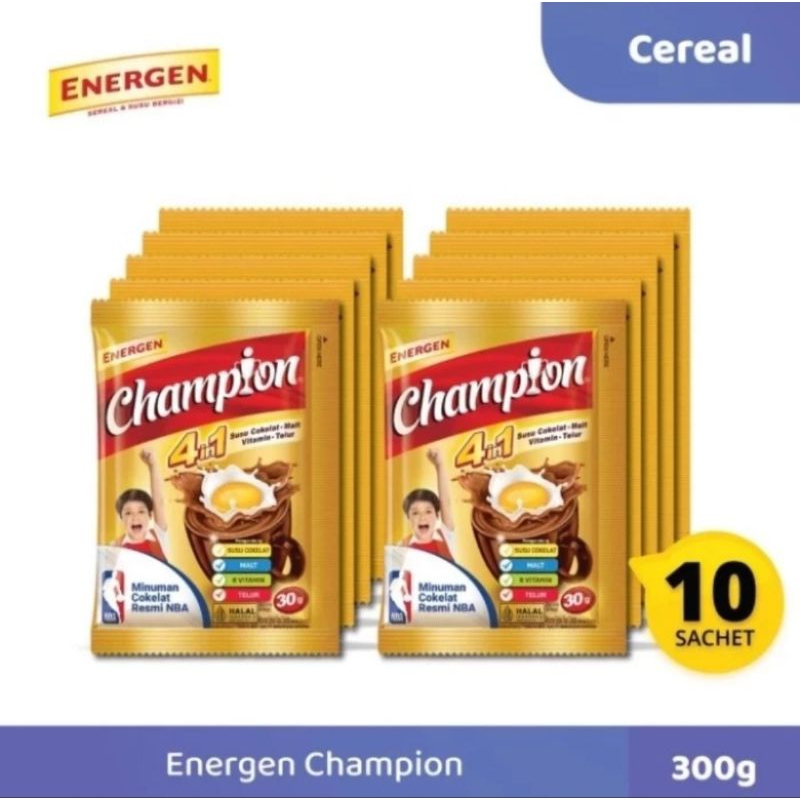 

Energen CHAMPION rasa susu coklat 30g 1 renteng isi 10 sachet