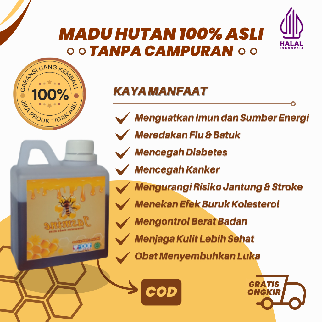 

Madu Hutan 100% Murni Asli Halal Pengganti Gula Alami Mencegah Diabetes Tanpa Campuran Pengawet