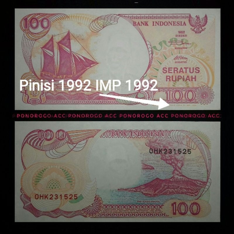 (IMP 1992-2000) Uang lama 100 perahu pinisi tahun 1992 Imp 1992 1993 1994 1995 1996 1997 1999 2000