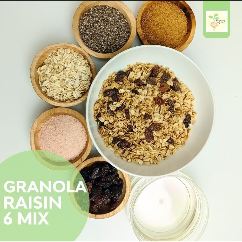 

Granola Raisin Vanilla 1 Kg - Rolled Oat, Raisin, Vanilla Extract, Chia Seed