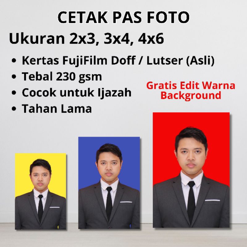 CETAK PAS FOTO IJAZAH, HAJI, LAMARAN KERJA (KERTAS ASLI FUJIFILM)