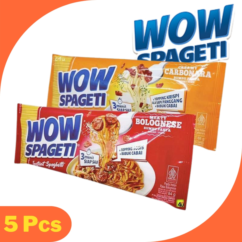 

Wow Spageti Instan Spaghetti Paket isi 5 Pcs