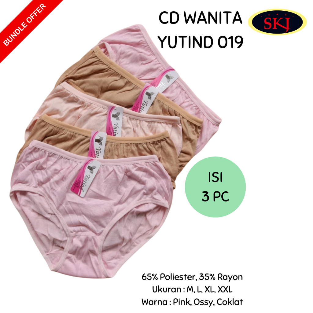 [ISI 3] Celana Dalam Perempuan YUTIND 019 Bahan Katun Polyester Polos / CD Cewek