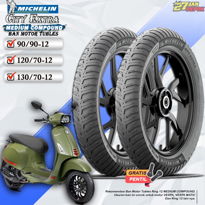 Ban Motor Vespa Michelin City Extra Ring 12 Tubles Ban Motor Tubeless Vespa Ring 12 Tubles