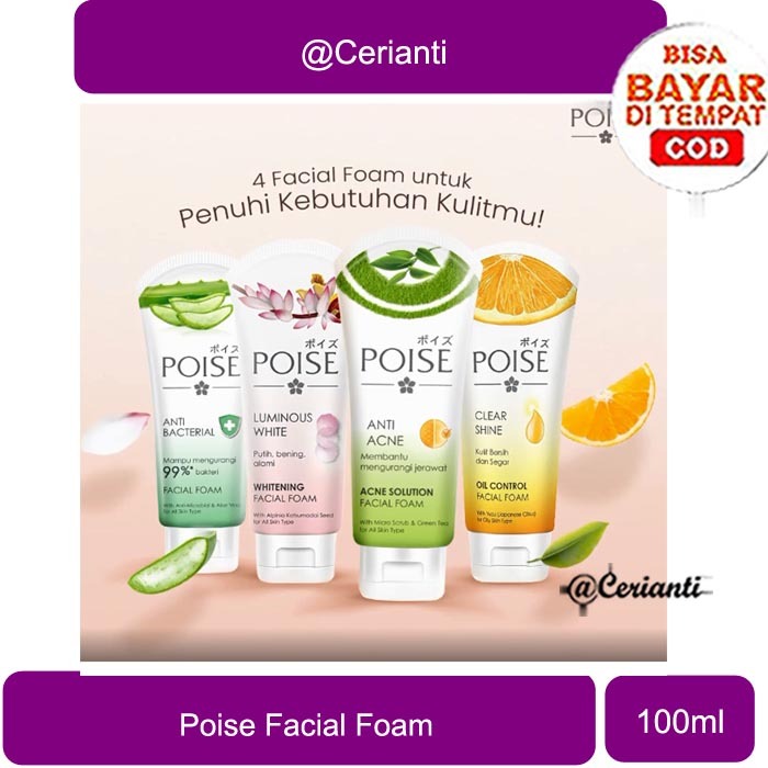POISE FACIAL FOAM 100 GR | POISE FACIAL WASH | POISE ACNE FACIAL WASH | POISE LUMINOUS BRIGHTENING_C