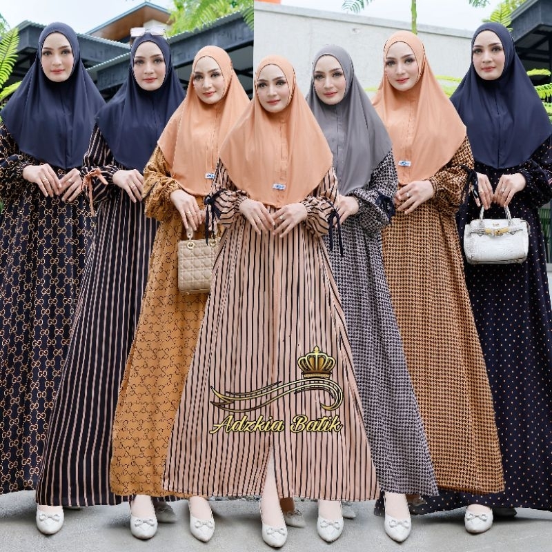 Gamis set hijab instan bergo nonped jumbo rayon busui