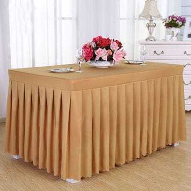 Taplak Meja Set Samping Rempel Kain Gelombang Dekorasi Pesta Prasmanan Tinggal Pasang