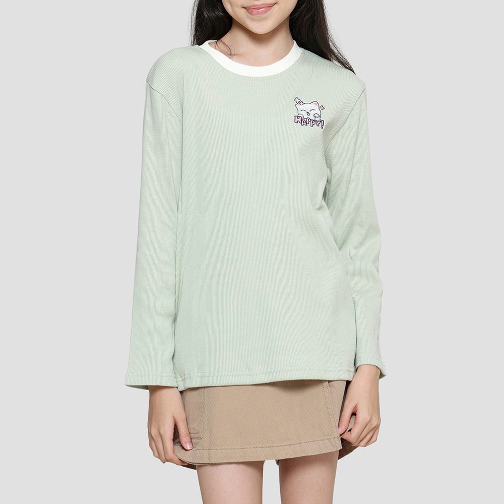 Kaos Lengan Panjang Anak Perempuan Aero Happy Cat - T-shirt Branded Dept Store