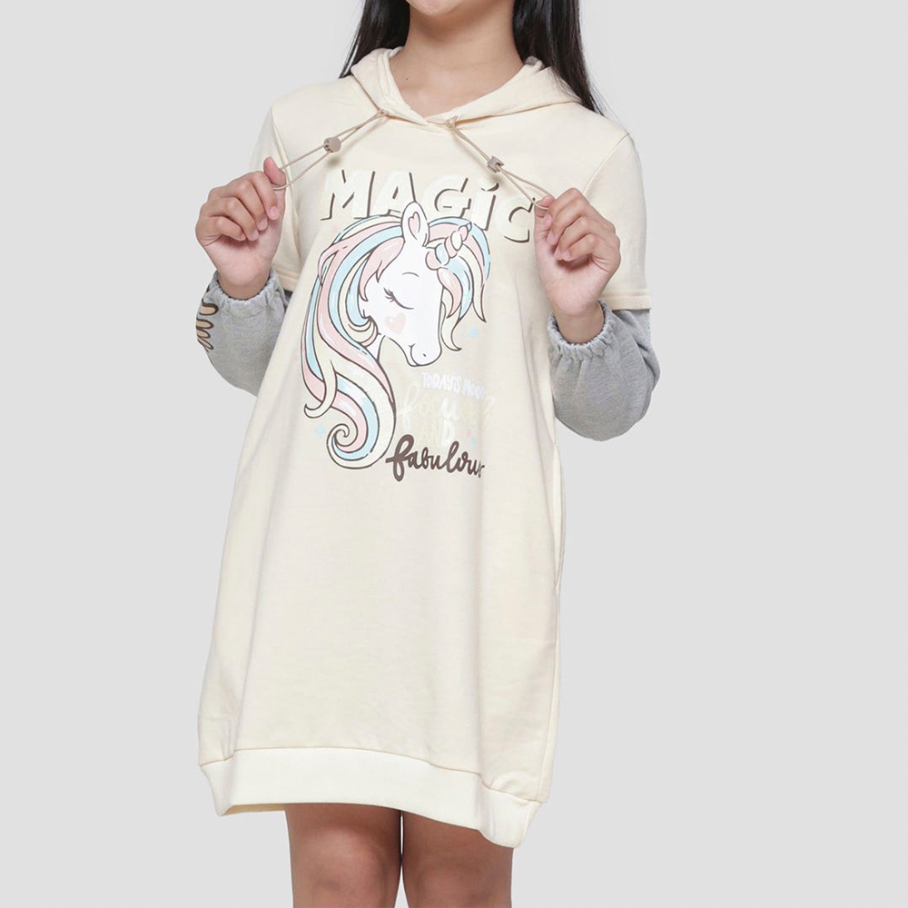 Dress Lengan Panjang Anak Perempuan Aero Hoodie Magic Unicorn - Long Dress Branded Dept Store
