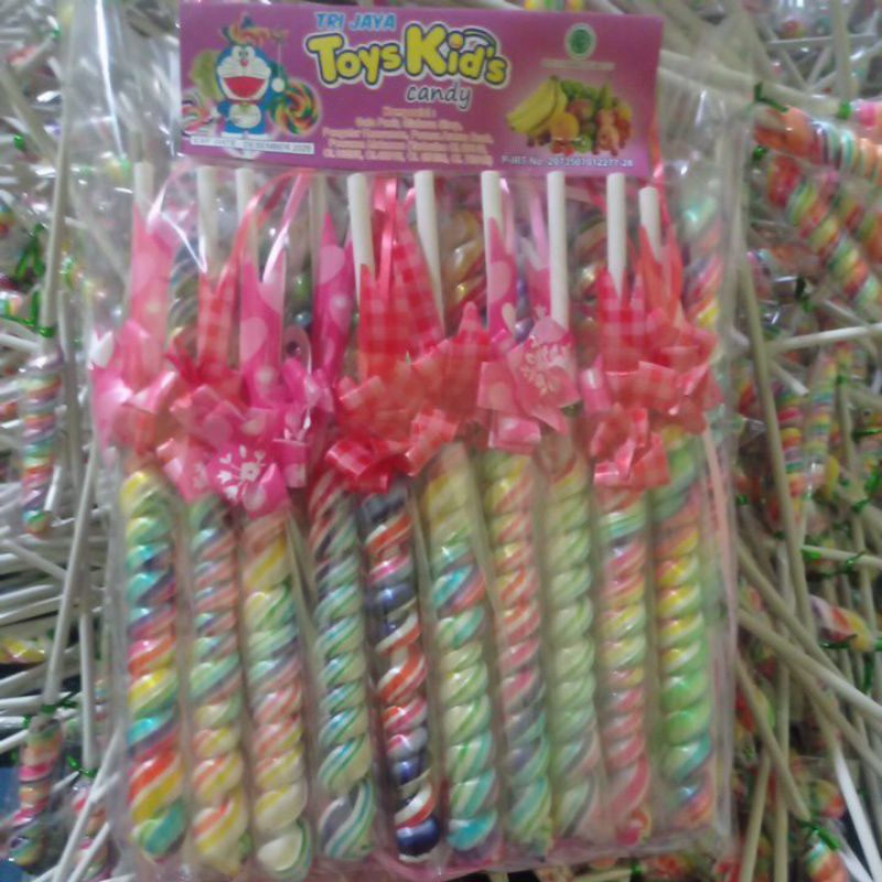 

Permen lolipop ulir pita (jumbo/besar) rasa buah premium isi 20pcs by pabrik permen TOYS KID'S candy