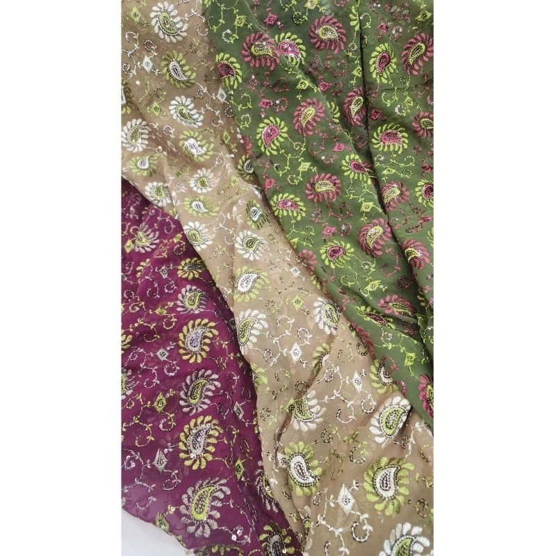 Kain sifon motif bordir payet