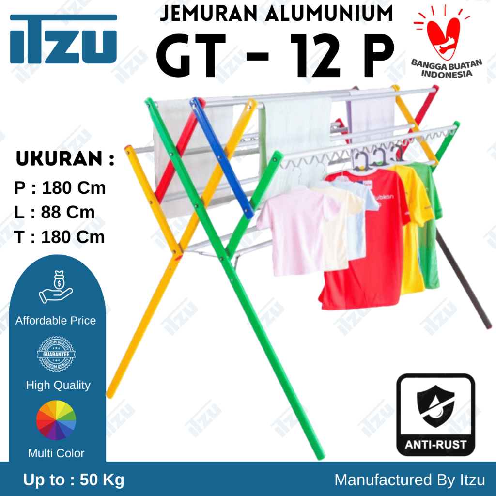 Jemuran Baju Alumunium Warna Besar Kokoh 12 Palang