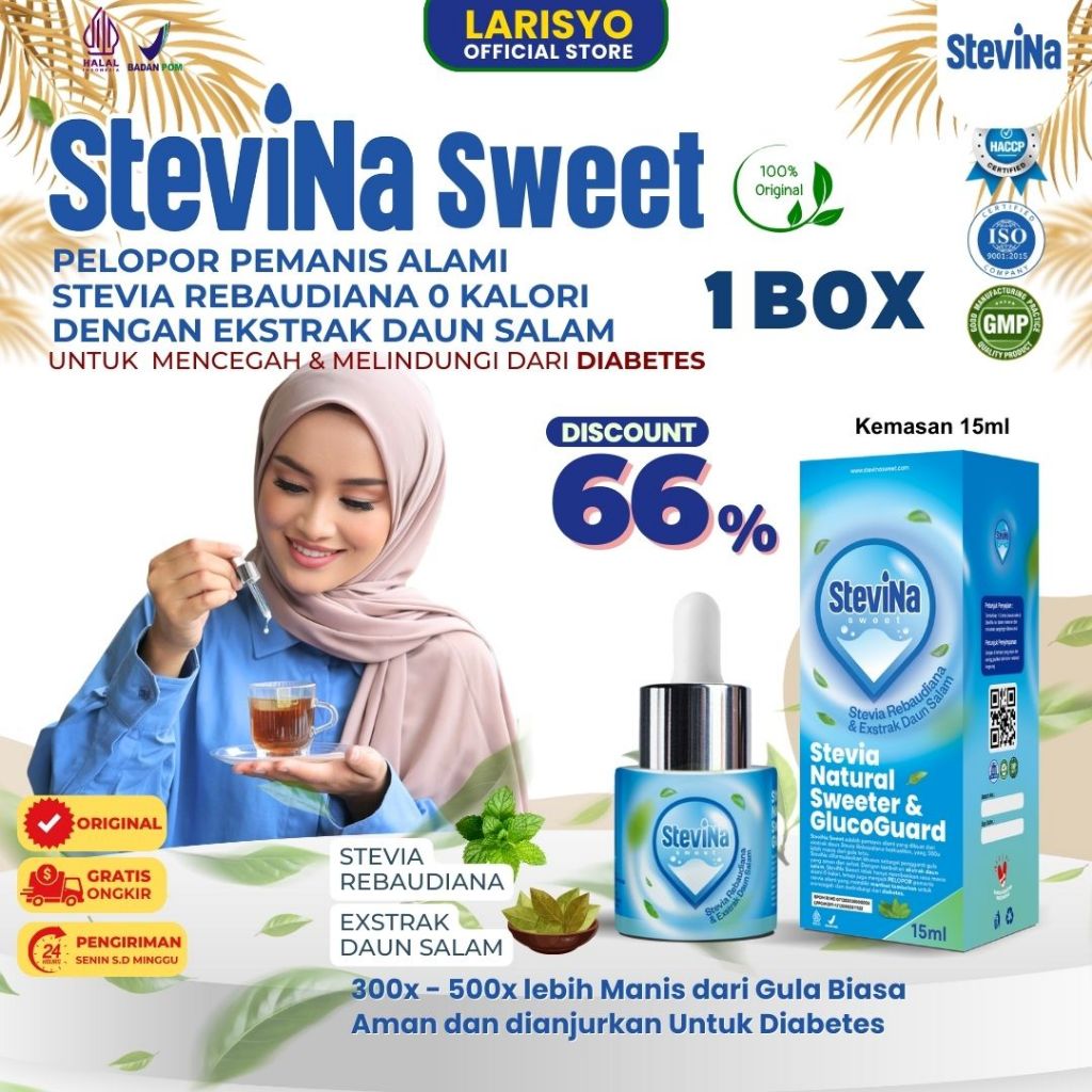 

Stevina Sweet Pemanis Alami 0 Kalori plus Herbal Daun salam Pengganti Gula Untuk Menjaga Berat Badan Ideal Kemasan 1 Botol 15ml