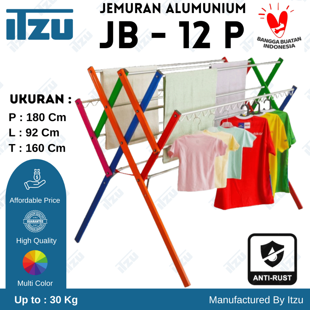 Jemuran Baju Alumunium Warna Besar 12 Palang