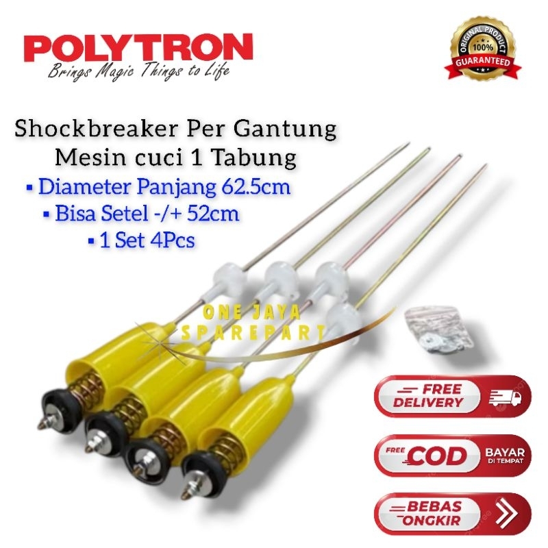 Set 4pcs Polytron Shockbreaker Suspensi Per Gantung Mesin Cuci 1 Tabung