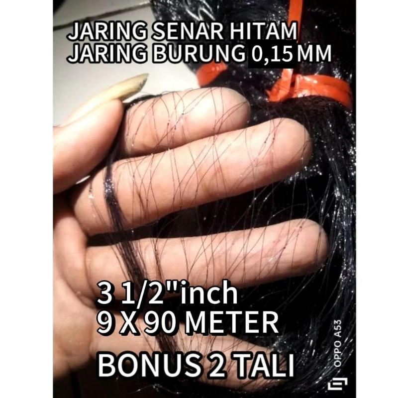 JARING BURUNG / JARING SENAR HITAM 0,15MM / JARING SEGALA JENIS BURUNG BONUS 2 TALI