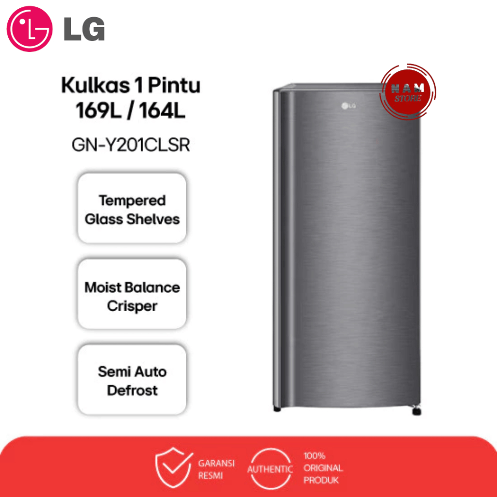 LG Kulkas 1 Pintu 169L / 164L GN-Y201CLSR