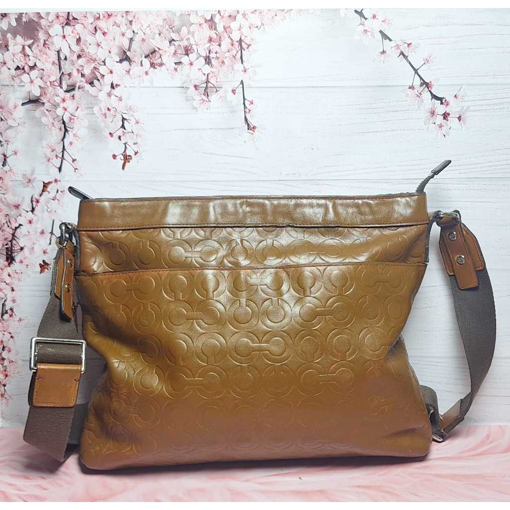 Tas Laptop Coach** Genuine leather Chocolate Tan Preloved