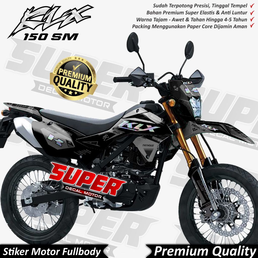 Decal Klx SM 150 Full Body Decal Supermoto Full Body Dekal KLX 150 Terbaru Decal KLX 150 SM Black HO