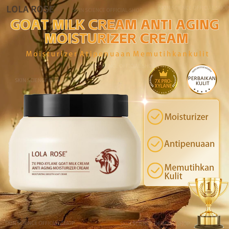 LOLA ROSE Krim Susu Kambing Anti Penuaan dan Anti Kerutan untuk Wajah Kering dan Kusam Krim Pelembab