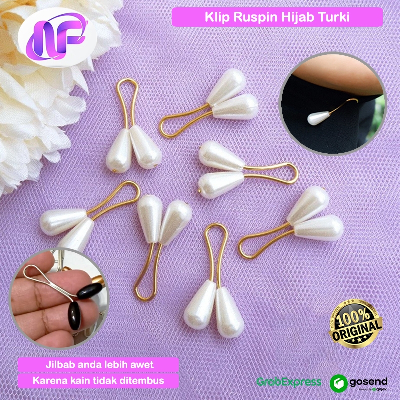 Bros Klip Hijab Turki New Mode Turkey Muriara Lonjong Aksesoris Muslim Hijab Jilbab Kerudung Lucu Mo