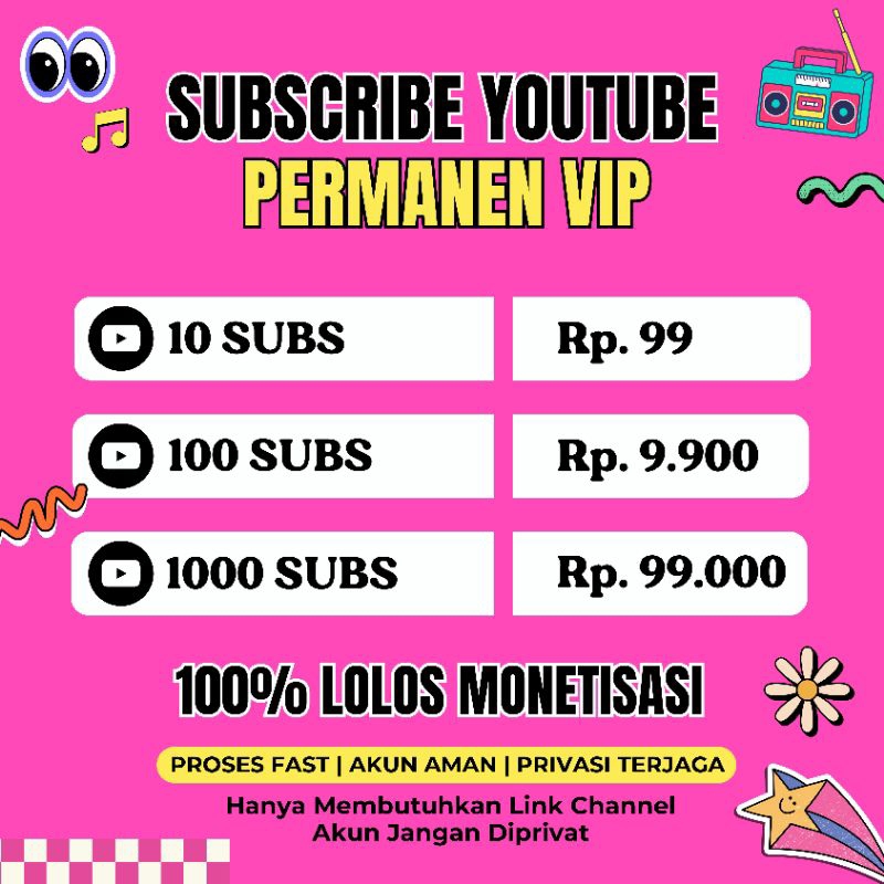 Subscribe YouTube Permanent Vip | Bergaransi |Aman