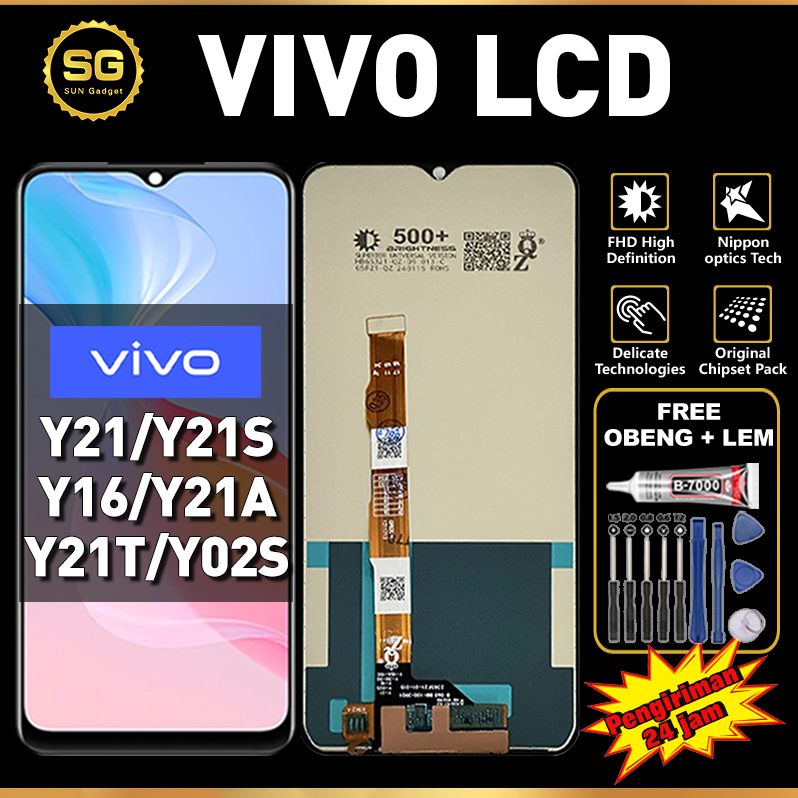 LCD VIVO Y21 Y21S Y16 Y21T Y21A Y02S Original fullset ori asli Touchscreen hp Layar ponsel - layar s