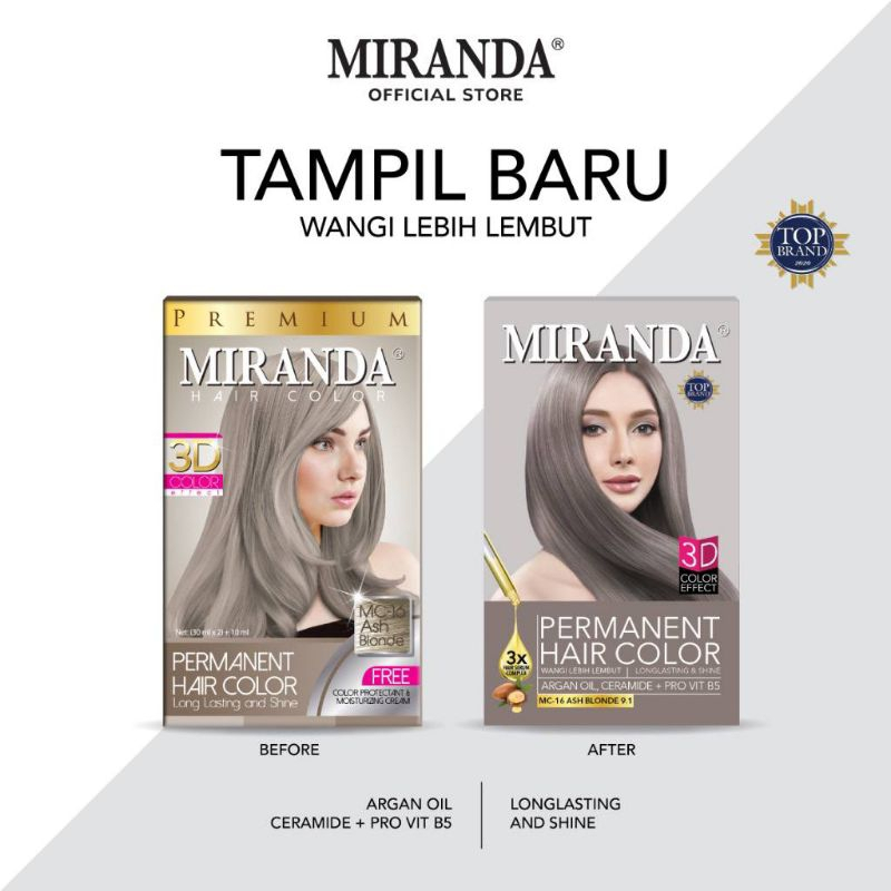 Miranda Hair Color Ash Grey Kemasan Box 30 gr - Semir Rambut - Cat Rambut - Pewarna Rambut Ala Salon
