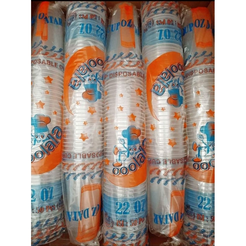 HARGA GROSIRAN - GELAS PLASTIK 22 OZ DATAR 8GRAM/OLALA/OOOLALA